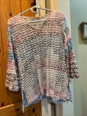 Soft Surroundings Multicolor V-Neck Textured Tunic